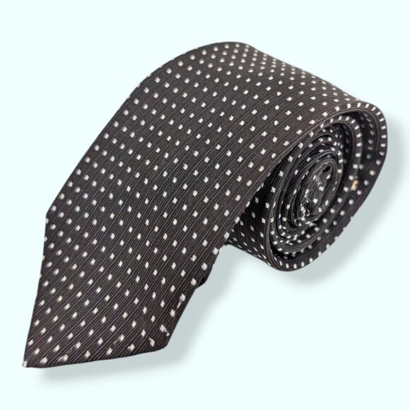 Vintage Henry Morgan 40s/50s Thin B&W Polka Dot Tie - Picture 1 of 3